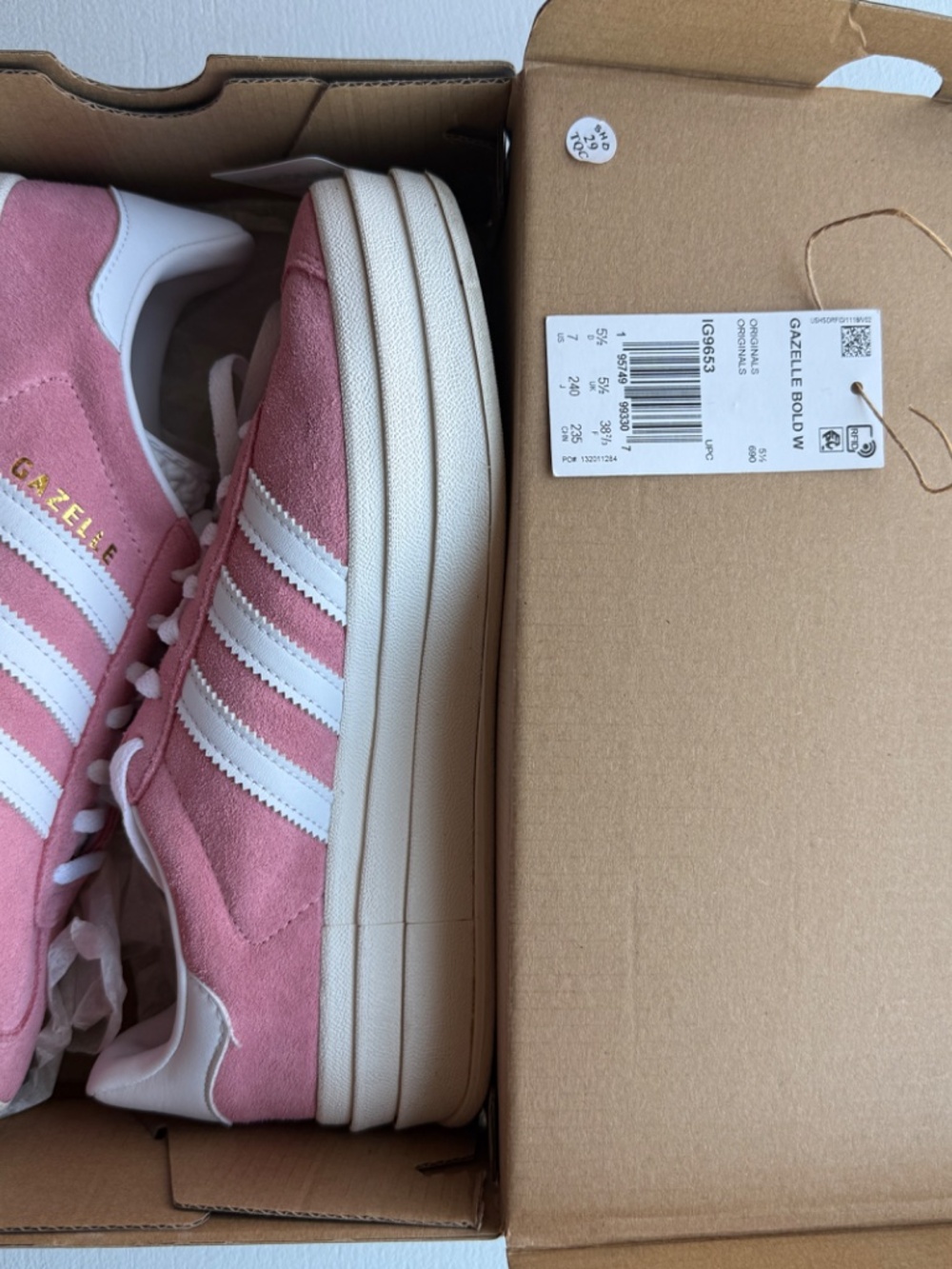 Adidas Pink Gazelle Bold Women's Size 7 - Picture 5 of 9